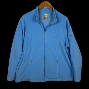 LLBean Women Full Zip Micro Fleece Layer Jacket Sz 1X Lightweight Outdoor Active